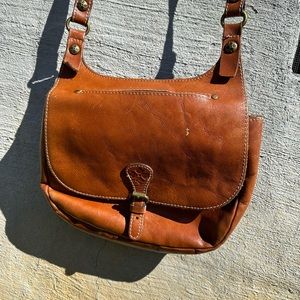 Patricia Nash Brown Smooth London Leather Saddle Crossbody Bag